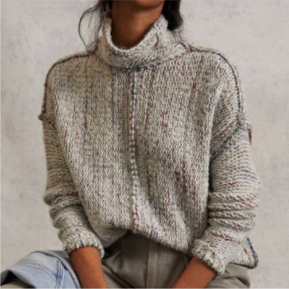 Anthropologie Pilcro Noelle Turtleneck Sweater Multicolor Chunky Knit Size XS